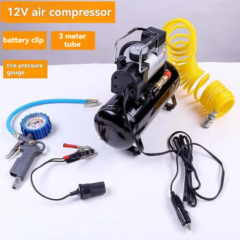 Car mounted air pump 12V/220V 2.5L/4L portable tire inflator electric motorcycle air pump small air compressor