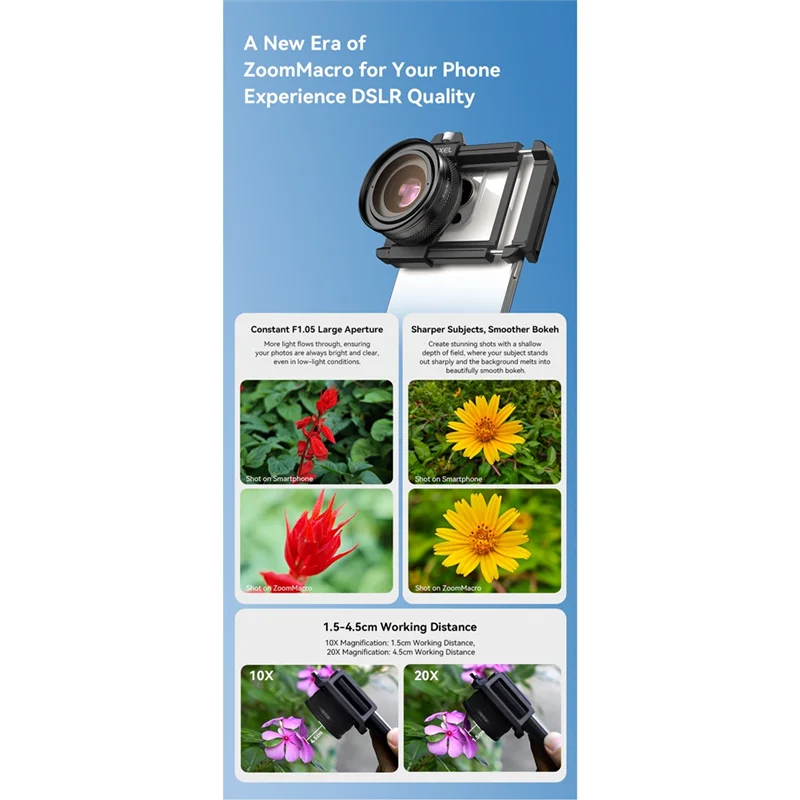 ABGN 10-20X Zoom Macro Lens With LED Fill Light Universal Clamp HD Camera Lens Kit For Iphone Smartphones