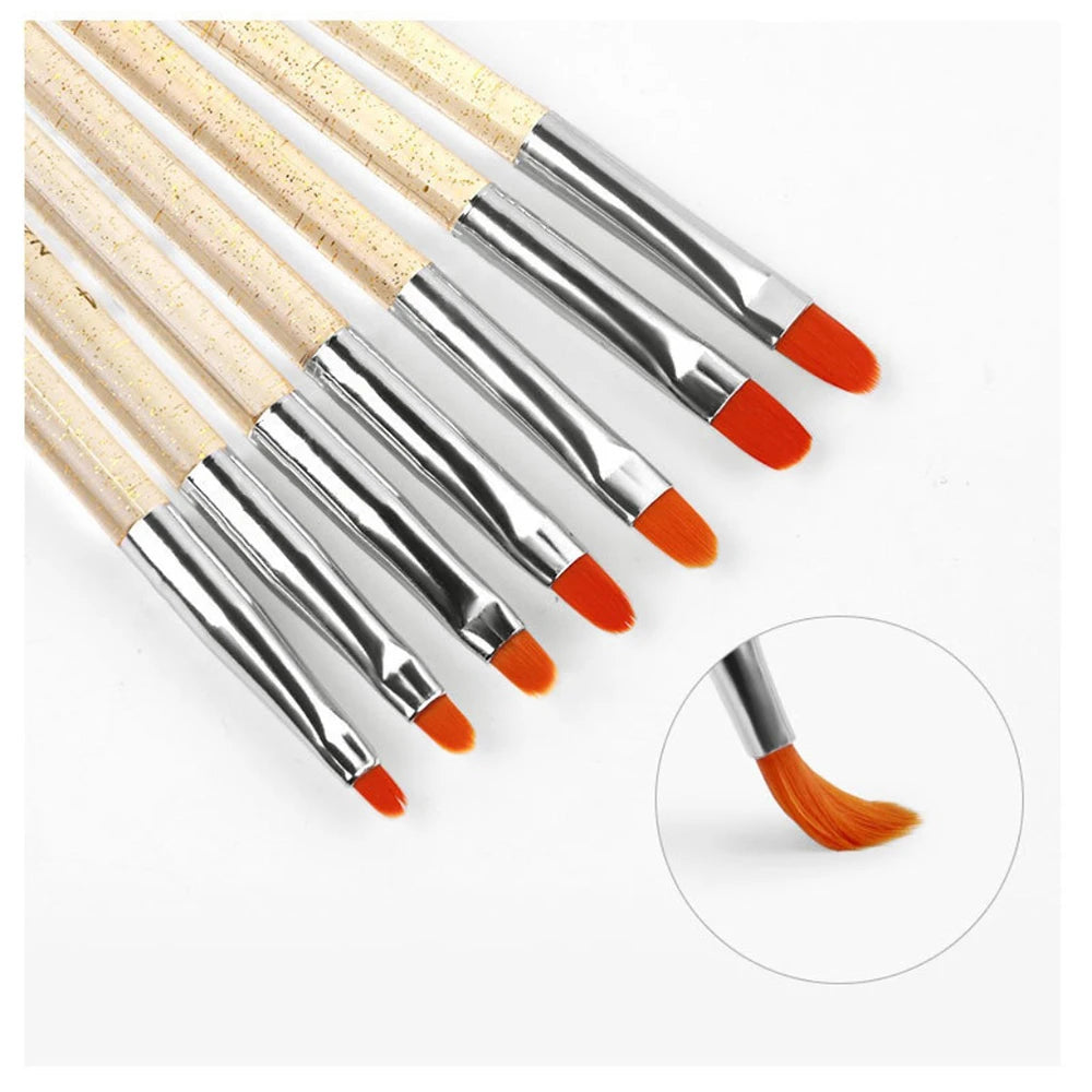 7Pcs Transparent UV Gel Nail Art Brushes Poly Acrylic Nails Extension Builder Painting Pen DIY Draw Design Brush Manicure Tools