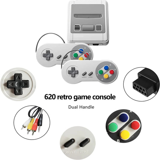 2025 Retro Game Console, Mini Video Game System, Built-in 620 Classic Games, Plug-and-Play TV Game Console with AV Output Port