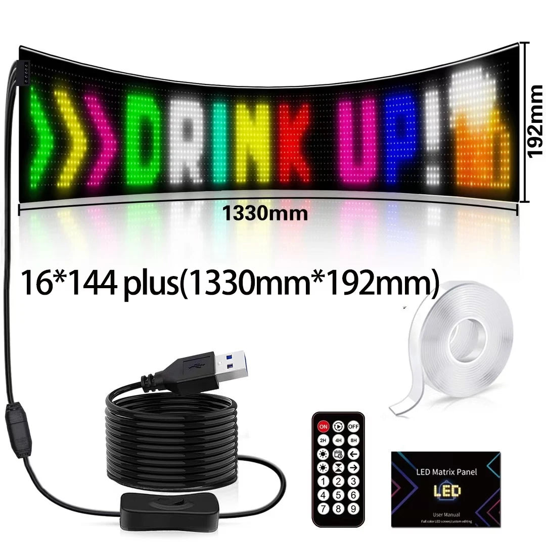 Truck LED Matrix Pixel Panel Display Screen Flexible RGB USB 5V Car Pattern Graffiti Text Projector Animation Shop Reminder Bar