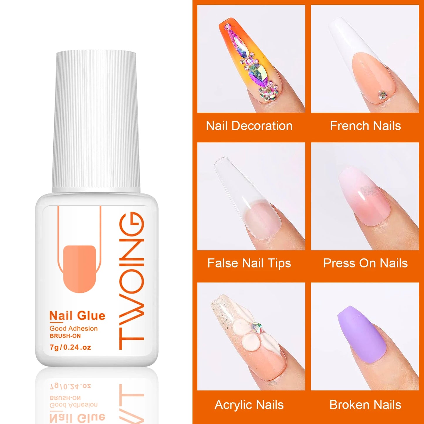 7g Super Strong Nail Glue For False Nail Tips, Acrylic Nails,Press On Nails,Fake Nails Art Decoration Lasting Adhesion