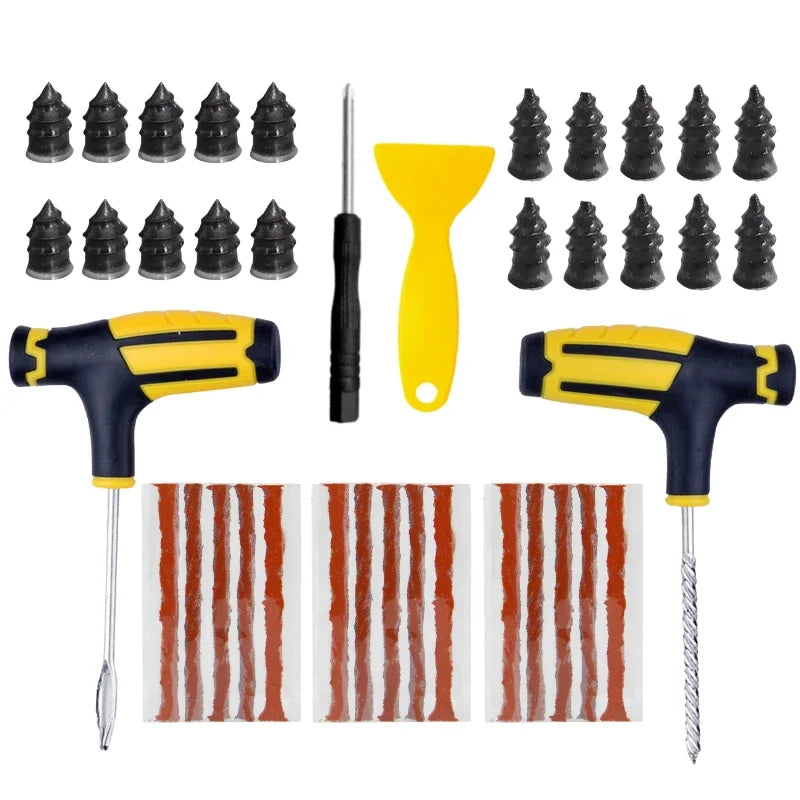 Car Motorcycle Tire Repair Kit Puncture Plug Tools Tyre Puncture Emergency for Tire Strips Stirring Glue Repair Tool Kit