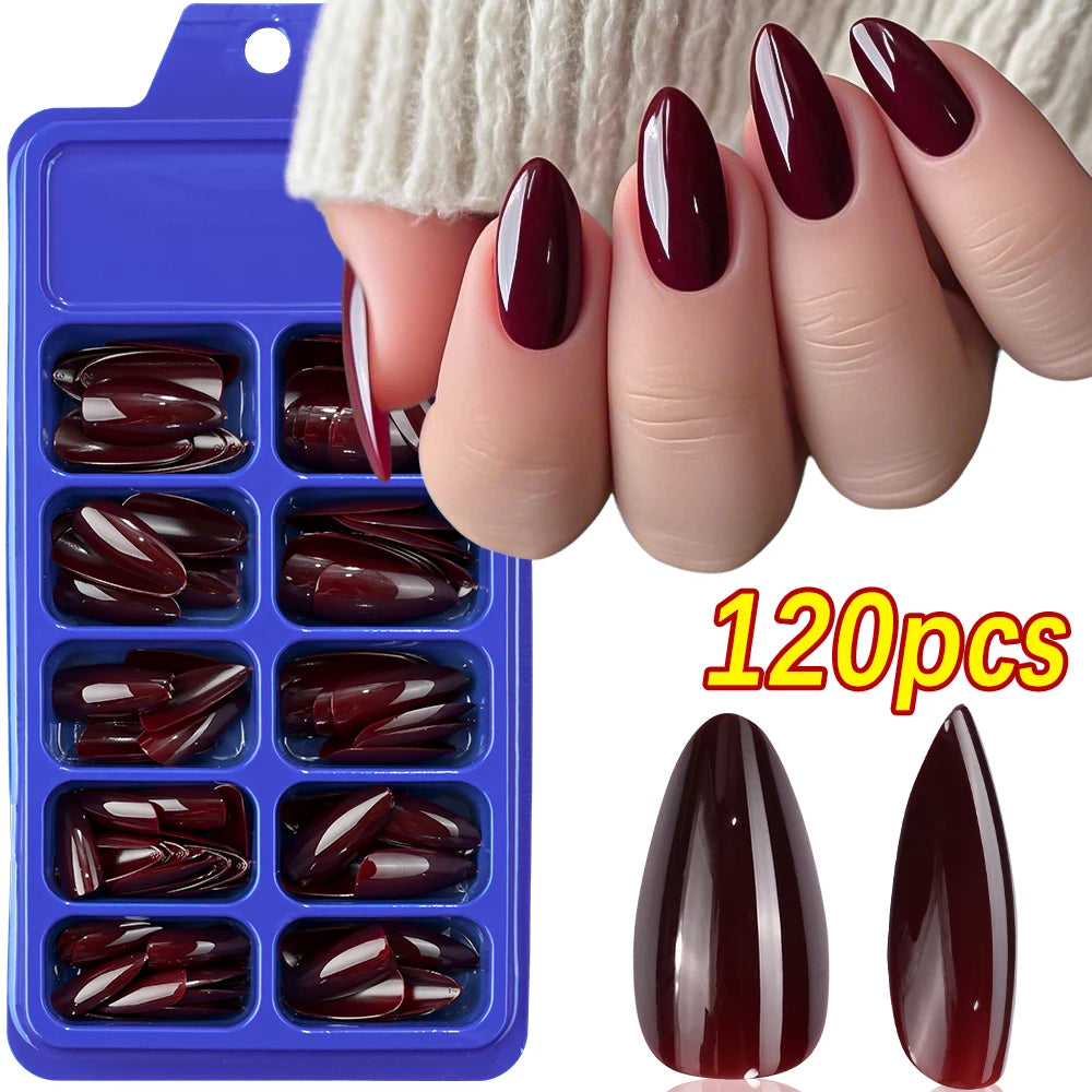 100/120pcs Pink White Press On Nails Medium Trapezoid Acrylic False Nails Full Artificial Fingernails Extension Fake Nail Tips