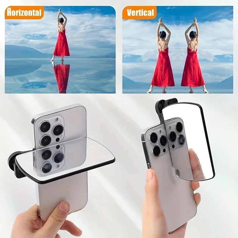 1pc Adjustable Angle Phone Mirror Clip - 360° Rotating Portable Photography Accessory, Durable Plastic, Sleek Design for Outdoor