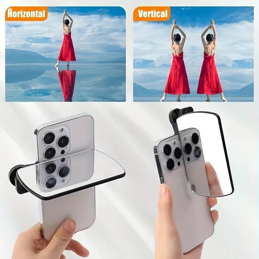 1pc Adjustable Angle Phone Mirror Clip - 360° Rotating Portable Photography Accessory, Durable Plastic, Sleek Design for Outdoor