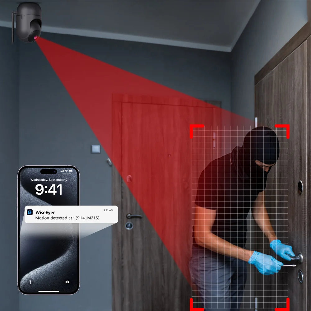 3MP WiFi IP Camera Pan-Tilt Home Security Camera 2.4GHz WiFi Two Way Audio Motion Detection Night Vision Alarm Push Surveillance