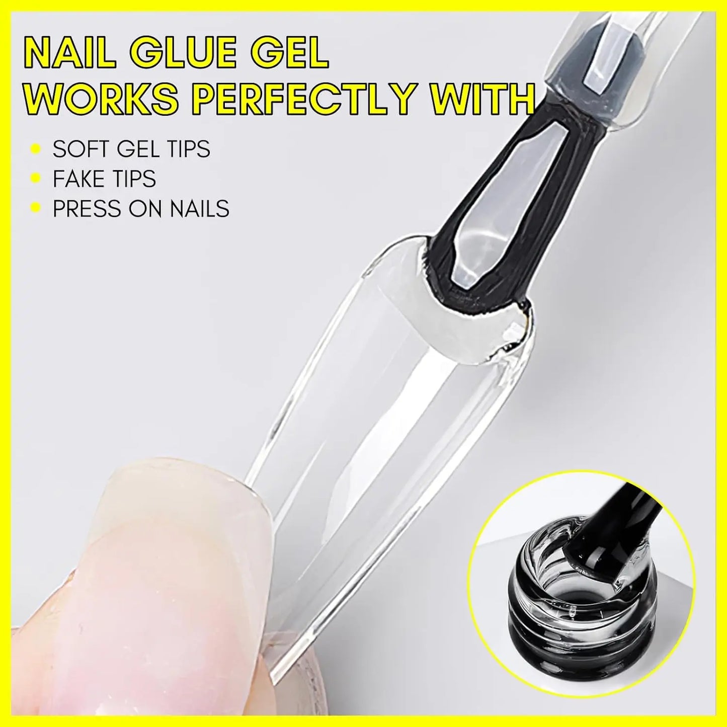 Makartt Nail Glue Gel for Acrylic Nails 3 in 1 Nail Gel Super Strong Brush On UV Nail Glue Long Lasting for False Press On Nails