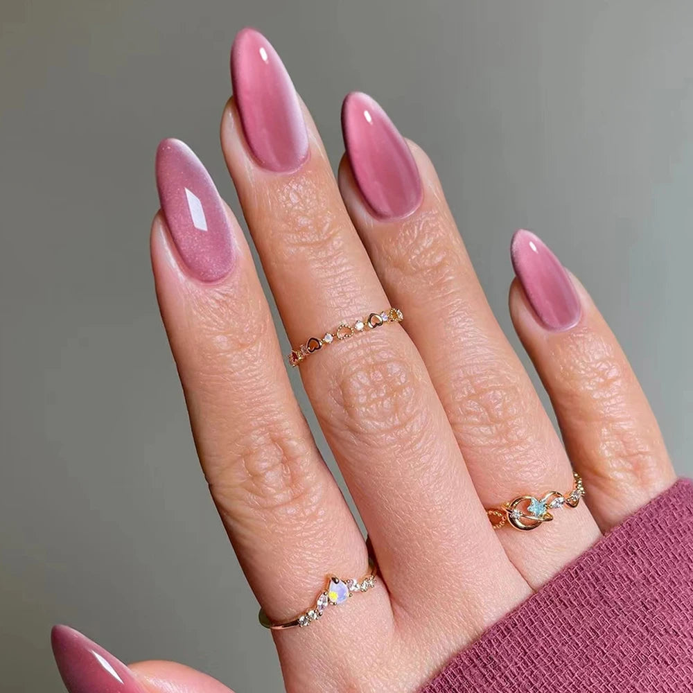 Instantly Upgrade Your Look with, 24pcs Y2K Almondnails Crystal Cat Eye tip press on nails medium, Cat Eye Acrylic Fit Perfectly