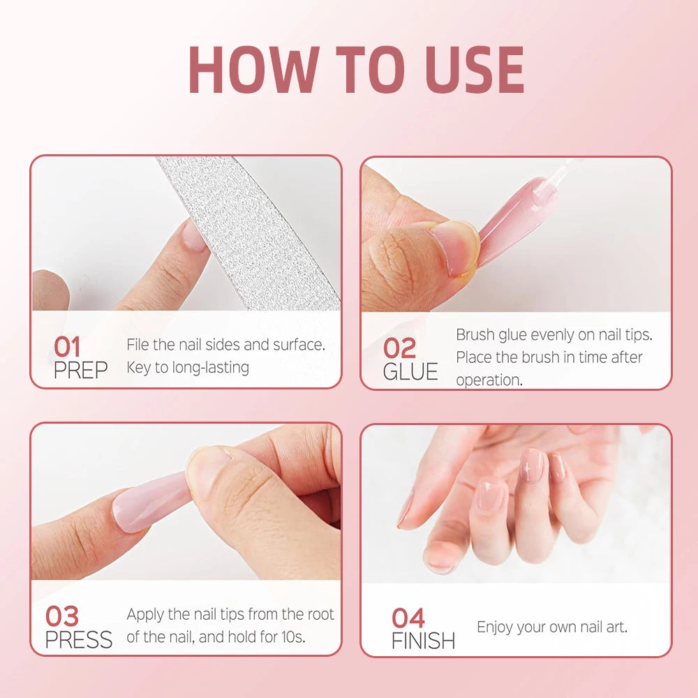 5pcs 7g Nail Glue for Press-Ons & Acrylic False Nails Super Strong Clear Waterproof Gel Long-Lasting Easy Application Nail Tools