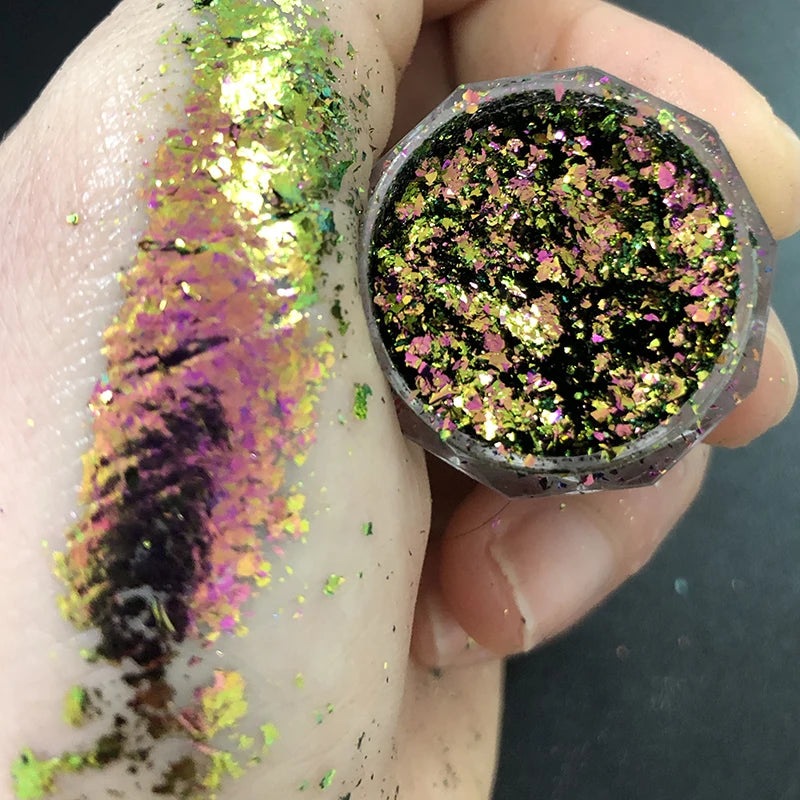 Sparkly Chameleon Nail Opal Flakes Magic Mirror Aurora Thick Nail Sequins Pigment Eye shadow Colorshift Mermaid Nail Chrome Dust