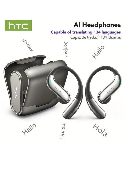 Open-ear Bluetooth Headphones HTC 30 Hrs Playback Wireless Earphones Noise Canceling Earbuds Clear Sound Quality for Music Sport