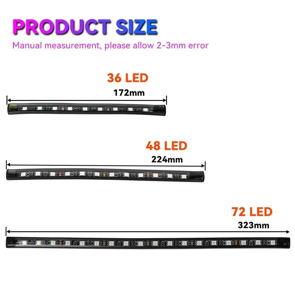 Neon LED RGB Car Underglow Bottom Light Remote/APP Control Flexible Waterproof LED Strip Car Underbody Light Decorative Lamp
