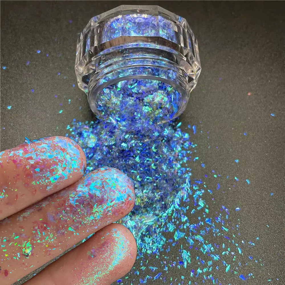 Sparkly Chameleon Nail Opal Flakes Magic Mirror Aurora Thick Nail Sequins Pigment Eye shadow Colorshift Mermaid Nail Chrome Dust
