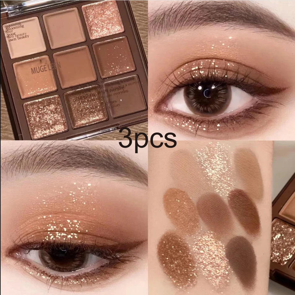 Nine-color chocolate eye shadow plate earth color pearlescent matte glitter fine without makeup