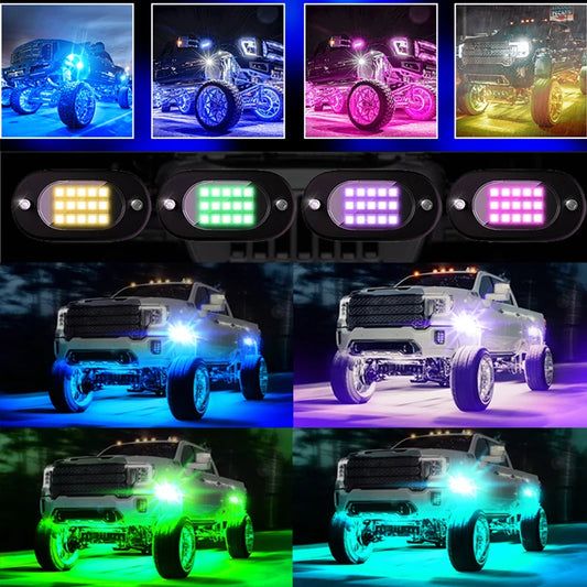 Rock Lights Led 12V Chassis Lights Multicolor APP Control RGB Waterproof  Auto Lights Suv Underbody Lamp Car Underglow Led