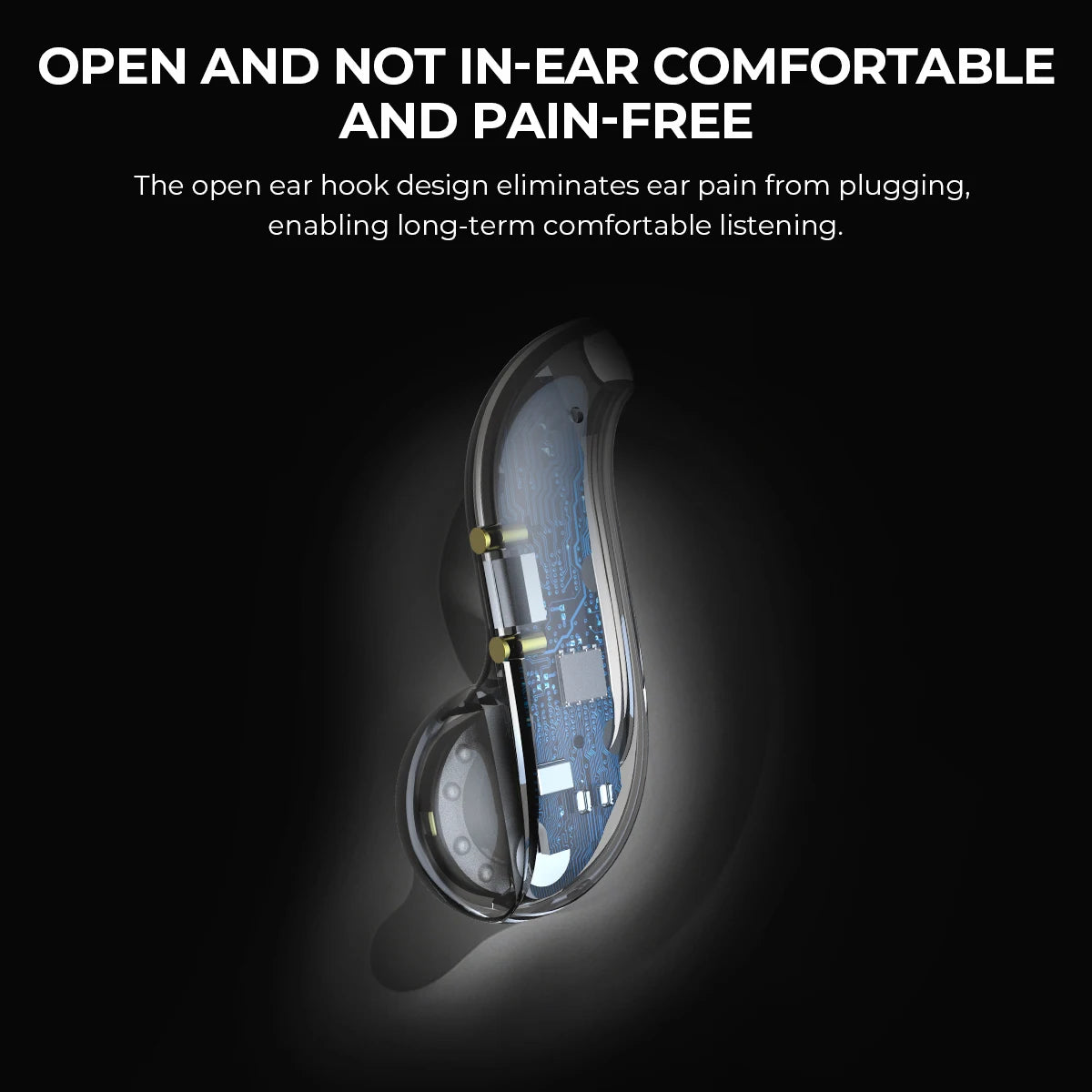Open-ear Bluetooth Headphones HTC 30 Hrs Playback Wireless Earphones Noise Canceling Earbuds Clear Sound Quality for Music Sport