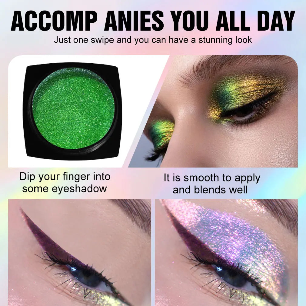 "Chameleon Multichrome Eyeshadow - Color Shifting Pressed Pigment for Metallic & Holographic Makeup"