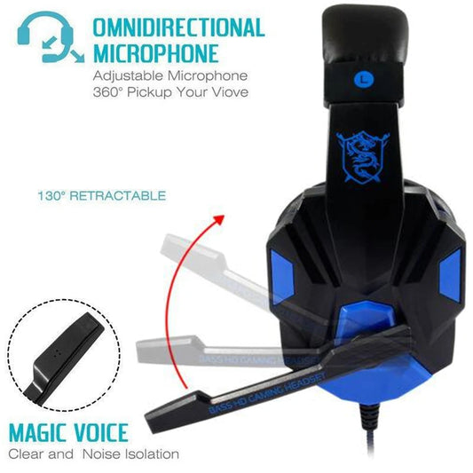 Wired Gaming Headphones With LED Light Noise-cancelling Gamer Headset With Microphone for PC Computer Laptop For PS4 PS5 Xbox