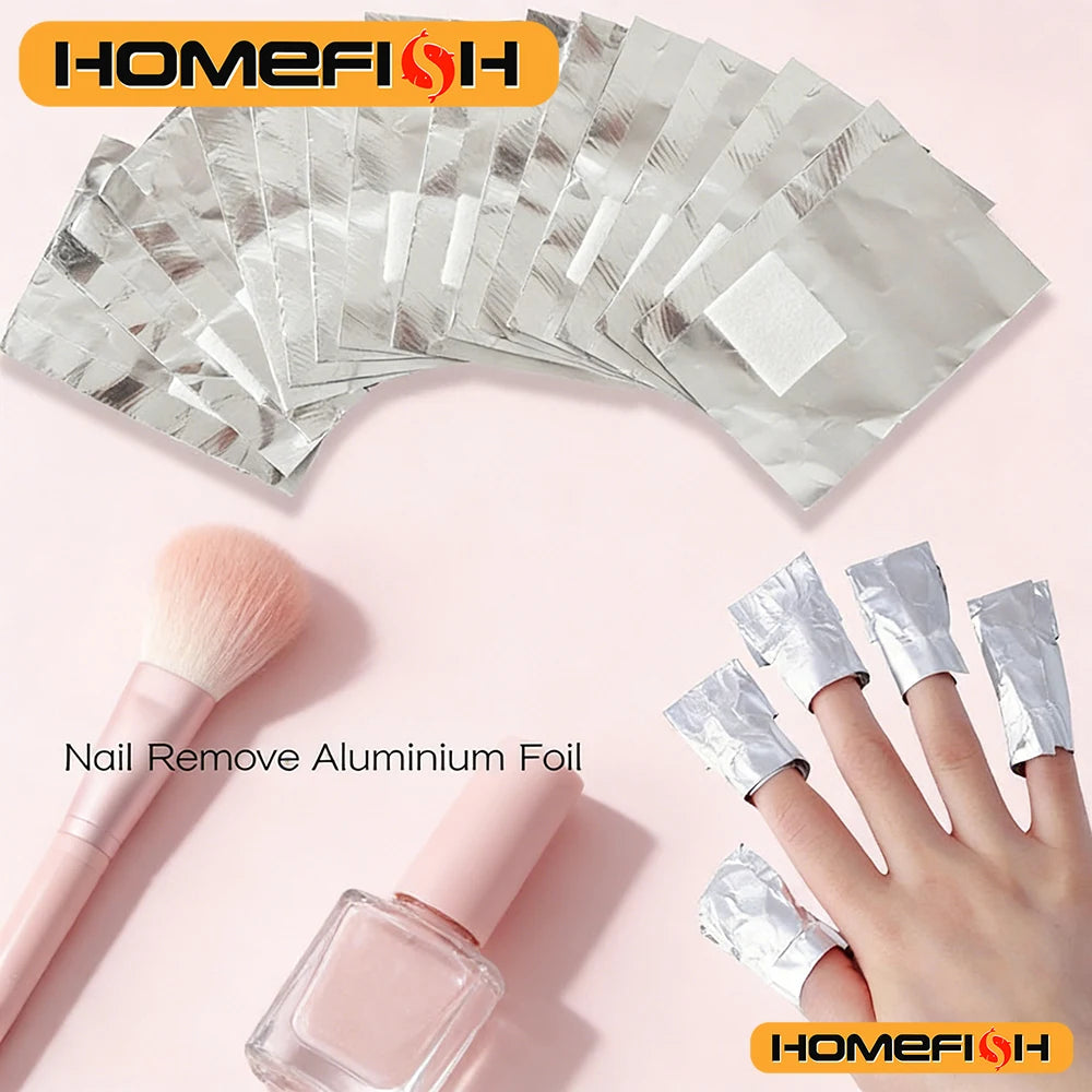 50/100pcs Remover Aluminum Foil Nail Wraps For Soak Off Acrylic Gel Polish Professional Cleaning With Cotton Pad Manicure Tools