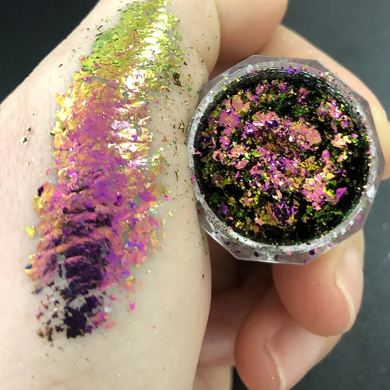Sparkly Chameleon Nail Opal Flakes Magic Mirror Aurora Thick Nail Sequins Pigment Eye shadow Colorshift Mermaid Nail Chrome Dust
