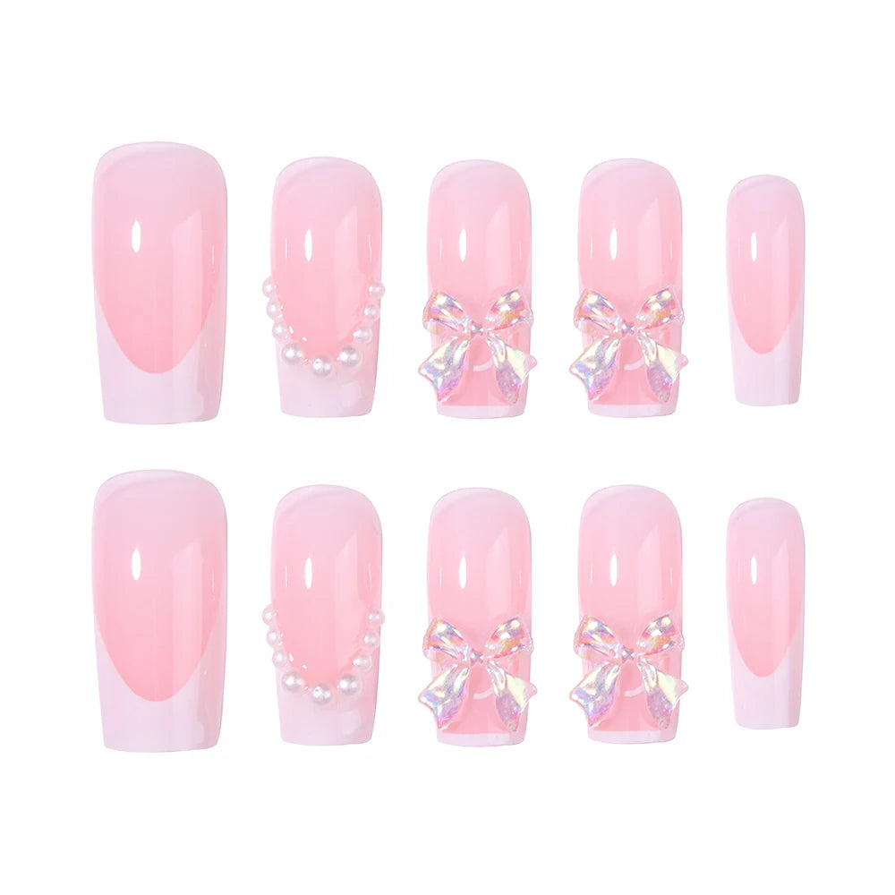 Elevate Your Style with, 24pcs/set Press on nails tips White French & 3D flowers design Acrylic Fake Nail，Fit Perfectly & Medium