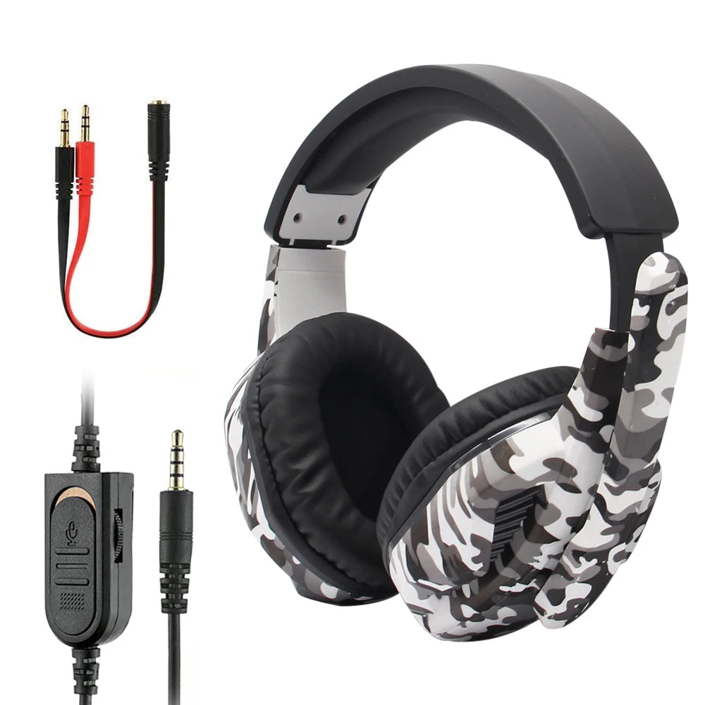 Camouflage Gaming Headset 3.5mm Aux Cool Gamer Headphones for PS4 PS3 Xbox Switch Stereo Head-mounted Computer Headsets Gift