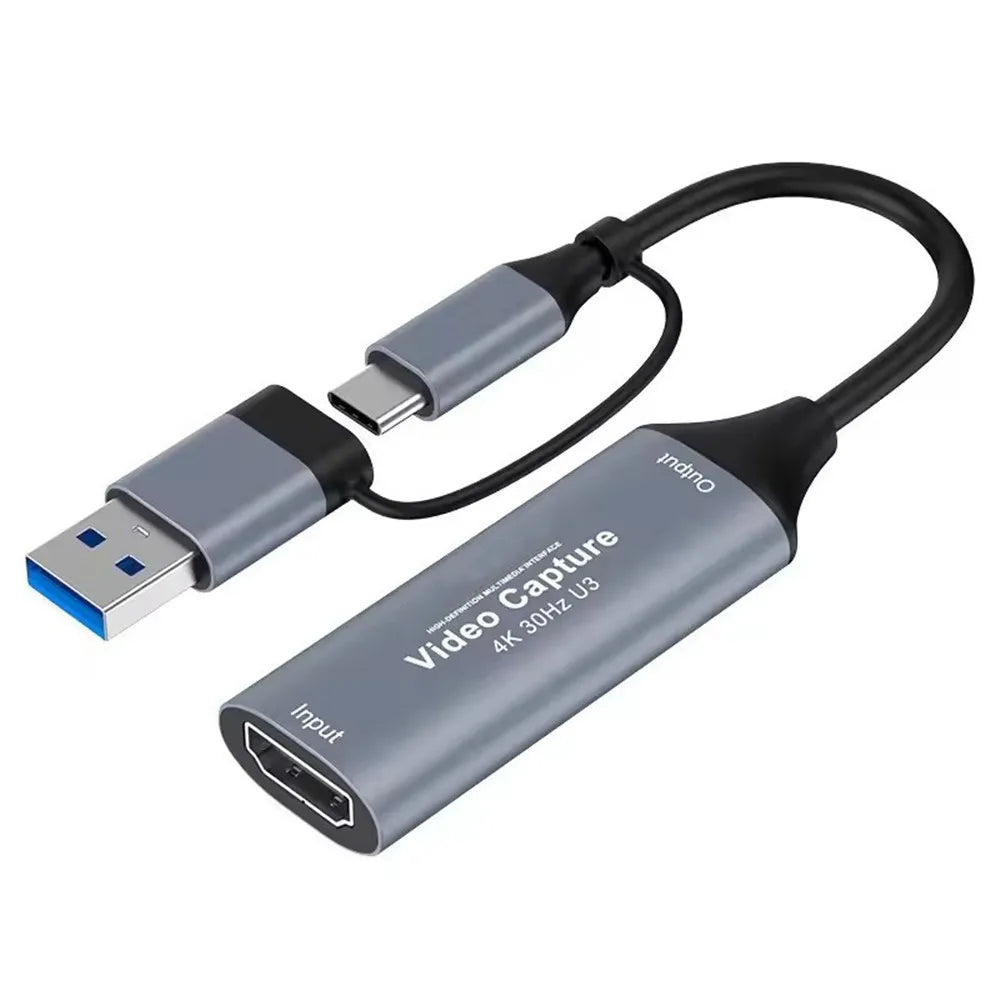 2 in 1 USB 3.0 Video Capture Card 4K HDMI-compatible to USB 2.0 Type-C Game Grabber Record For Switch Xbox PS5/4 Live Broadcast