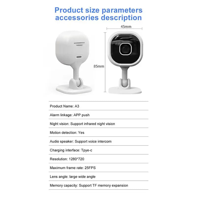 ABRE-Wifi Security Cameras 1080P Baby Monitors Cameras Family Security Protection A3 Infrared Night Camera Smart Home Monitor Ca