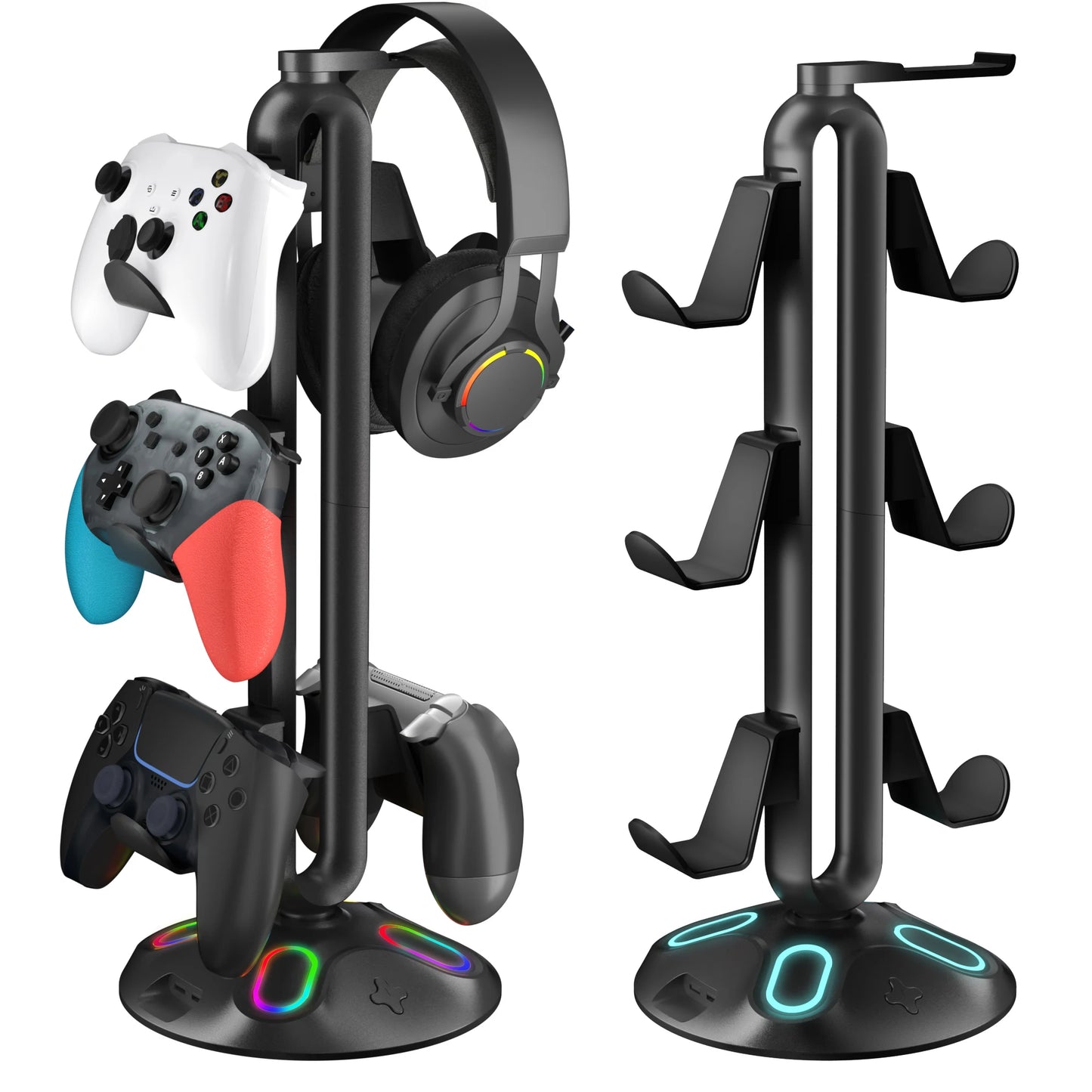 Universal Game Accessories with USB Hub RGB Game Controller Stand Desktop Headset Hanging Holder for Switch PS5 Xbox Controller