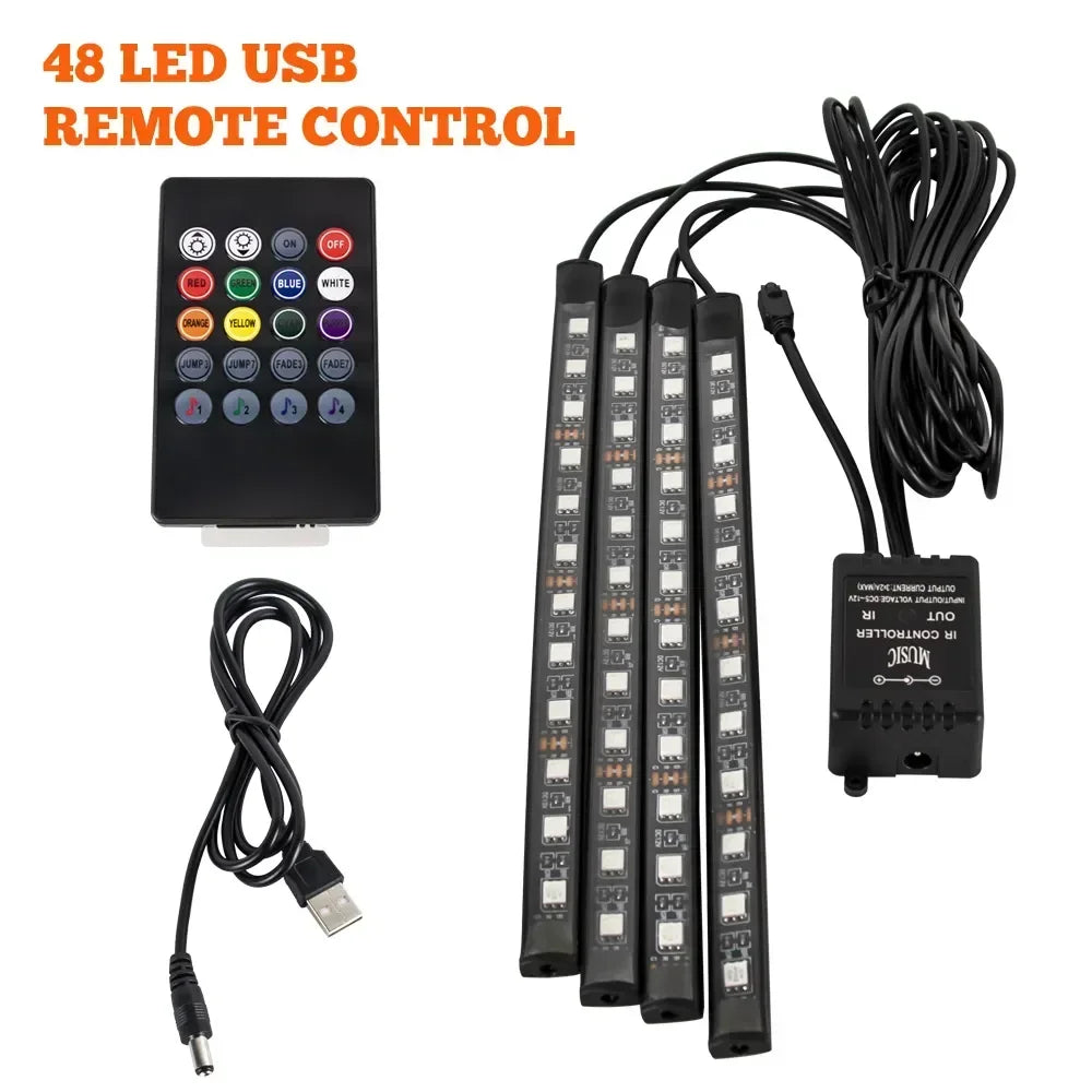 Neon LED RGB Car Underglow Bottom Light Remote/APP Control Flexible Waterproof LED Strip Car Underbody Light Decorative Lamp