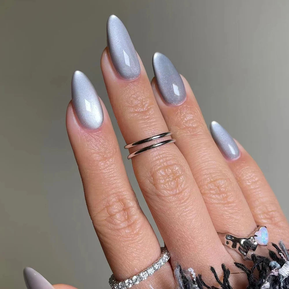 Instantly Upgrade Your Look with, 24pcs Y2K Almondnails Crystal Cat Eye tip press on nails medium, Cat Eye Acrylic Fit Perfectly