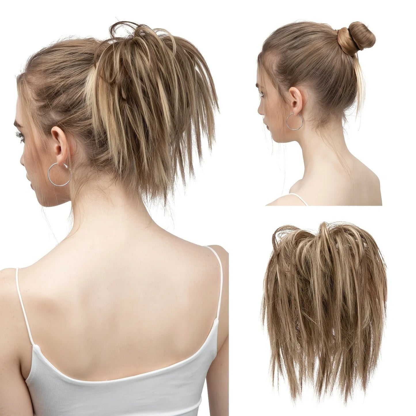 Synthetic Messy Bun Hair Donut,Curly Scrunchie Hair Bun,Synthetic Fiber Hair Extensions for Women,Messy Bun Maker for Quick&Easy