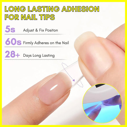 Makartt Nail Glue Gel for Acrylic Nails 3 in 1 Nail Gel Super Strong Brush On UV Nail Glue Long Lasting for False Press On Nails