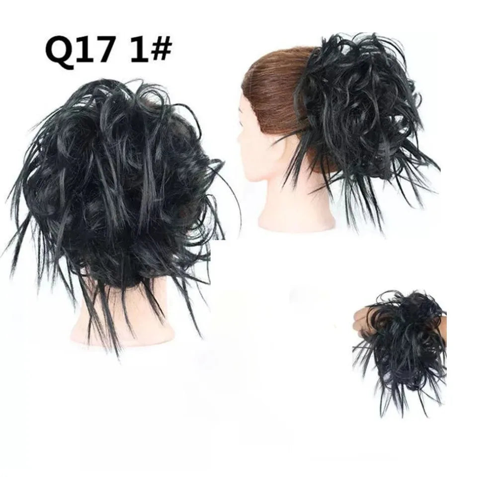 Synthetic Messy Hair Bun Updo Extensions Adjustable Size Ponytail Hairpieces With Elastic Rubber Band Hair Extensions Scrunchies