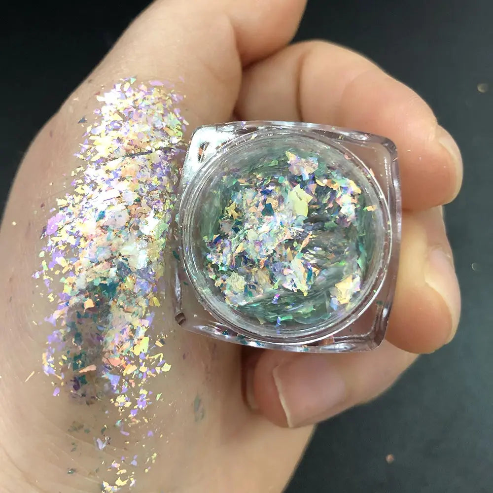 Sparkly Chameleon Nail Opal Flakes Magic Mirror Aurora Thick Nail Sequins Pigment Eye shadow Colorshift Mermaid Nail Chrome Dust