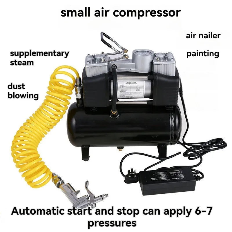 Car mounted air pump 12V/220V 2.5L/4L portable tire inflator electric motorcycle air pump small air compressor