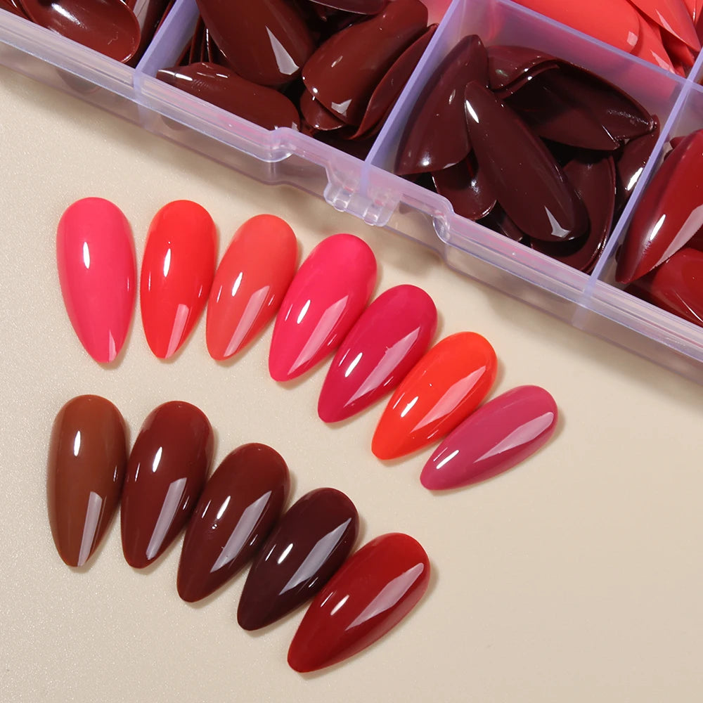 360pcs(12mixed ) Long almond Nude color nail Tip Press On Nails Medium, Macaron candy color Fit Perfectly design Acrylic False N