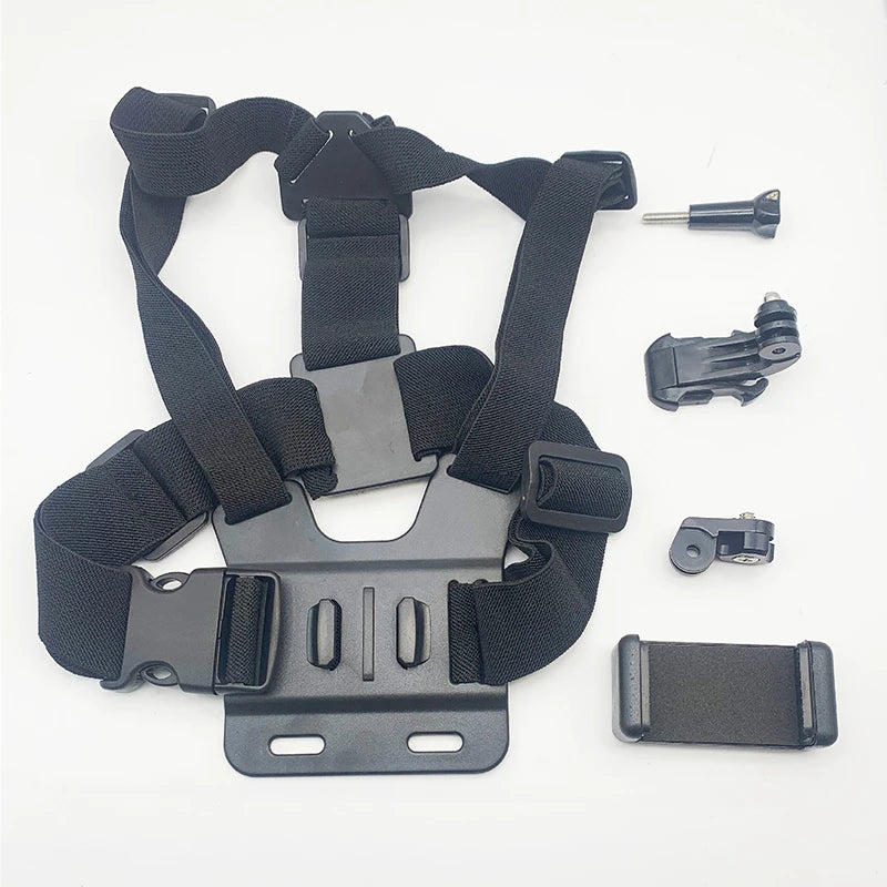 1 Set Adjustable Phone Clip Holder With Chest Strap Fixation Bracket for Sport Camera Mobile Phone Camera Black Holder Accessory