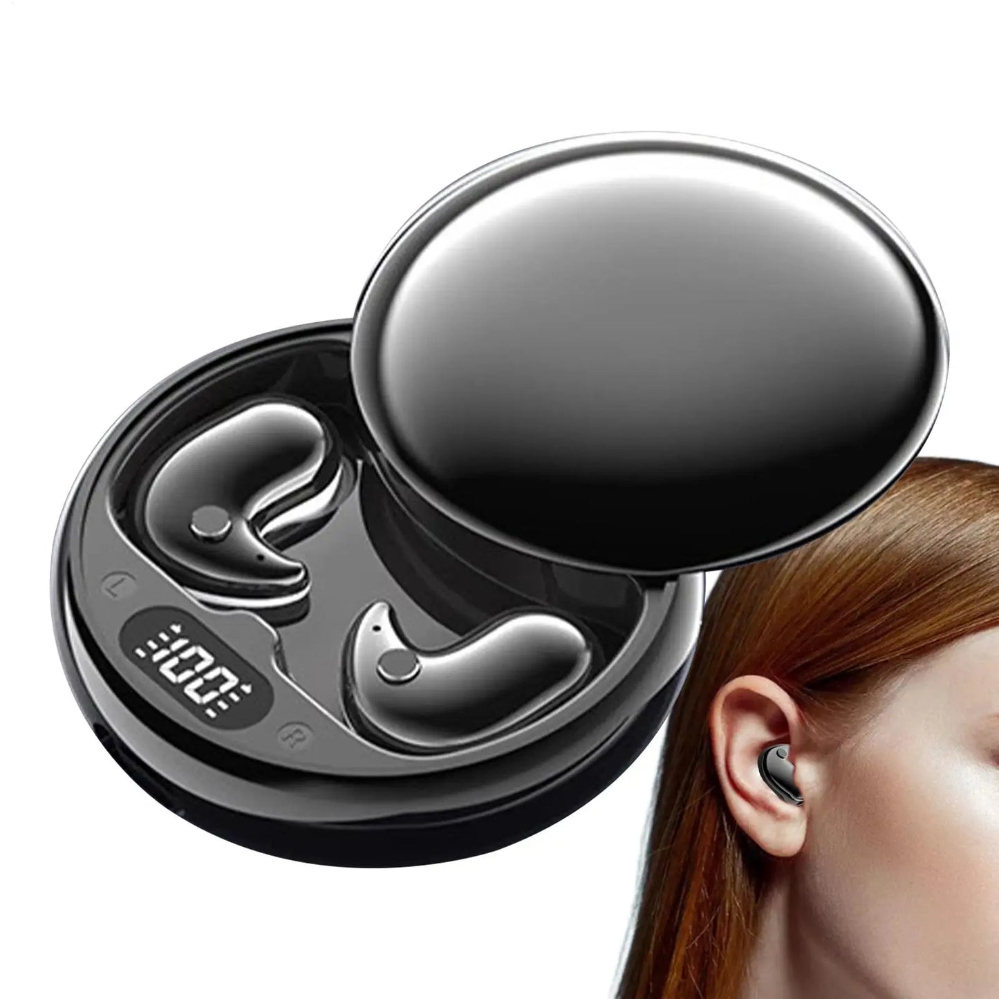 Wireless Earbuds Small Earbuds Invisible Headphones For Sleeping Rechargeable Ear Buds LED Display Earplug For Men Women Call