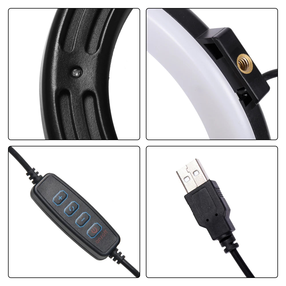 Creator Ring Light Kit with 3 Colors (Tripod + Phone Holder + USB Remote)