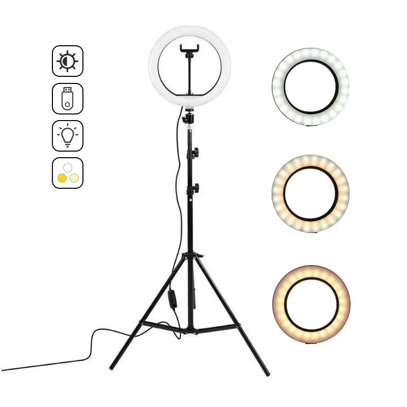 Creator Ring Light Kit with 3 Colors (Tripod + Phone Holder + USB Remote)