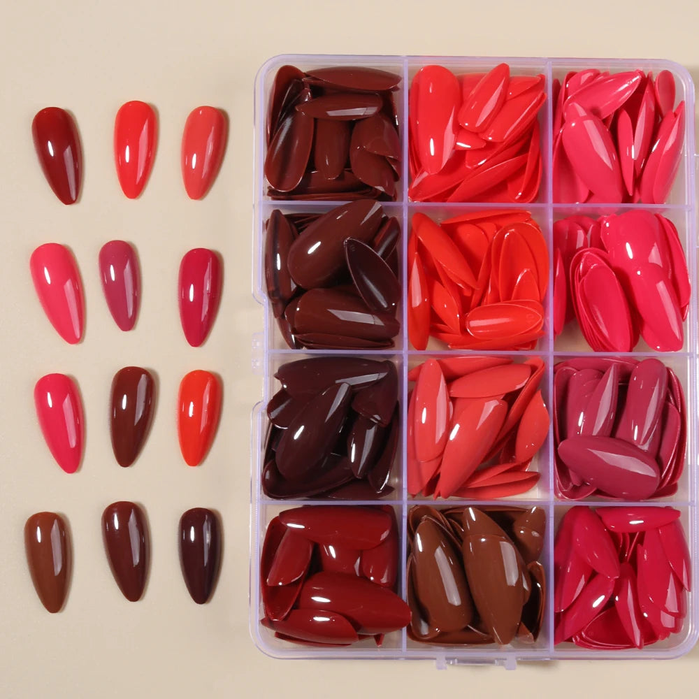 360pcs(12mixed ) Long almond Nude color nail Tip Press On Nails Medium, Macaron candy color Fit Perfectly design Acrylic False N