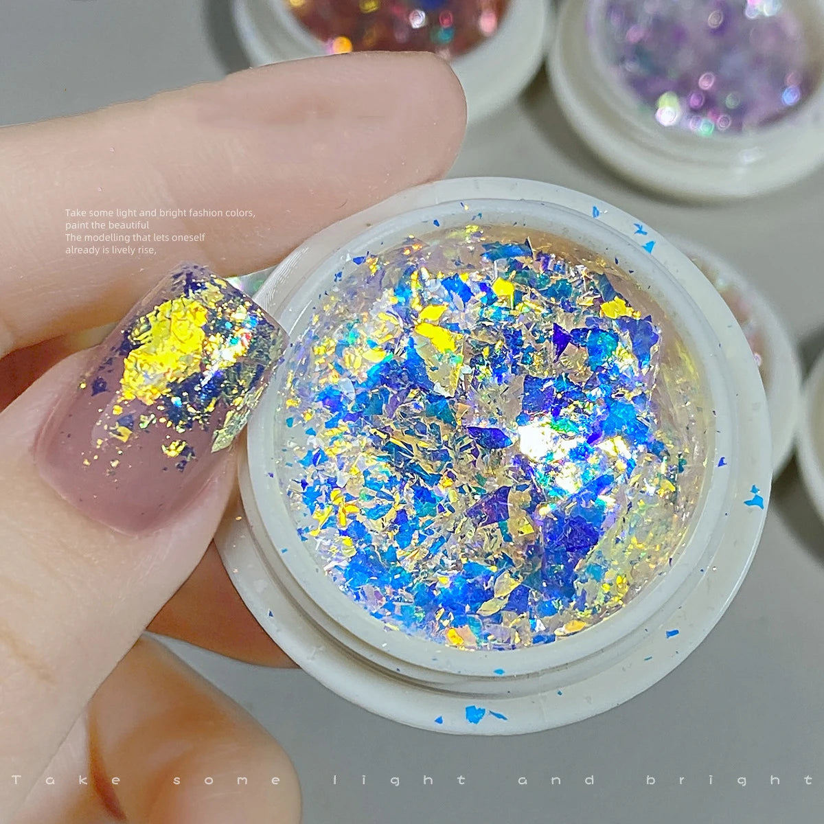 Sparkly Chameleon Nail Opal Flakes Magic Mirror Aurora Thick Nail Sequins Pigment Eye shadow Colorshift Mermaid Nail Chrome Dust