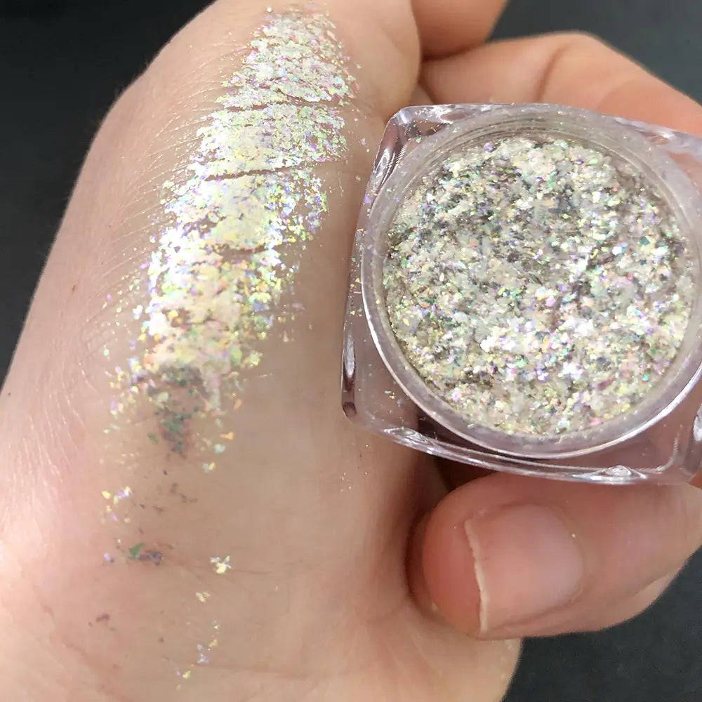 Sparkly Chameleon Nail Opal Flakes Magic Mirror Aurora Thick Nail Sequins Pigment Eye shadow Colorshift Mermaid Nail Chrome Dust
