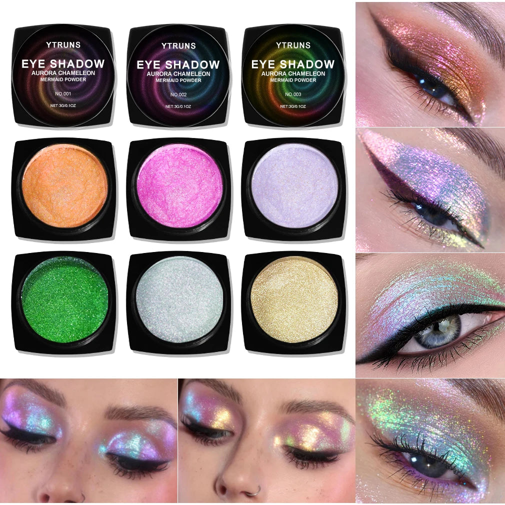 "Chameleon Multichrome Eyeshadow - Color Shifting Pressed Pigment for Metallic & Holographic Makeup"