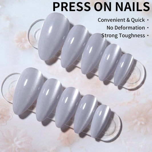 Instantly Upgrade Your Look with, 24pcs Y2K Almondnails Crystal Cat Eye tip press on nails medium, Cat Eye Acrylic Fit Perfectly