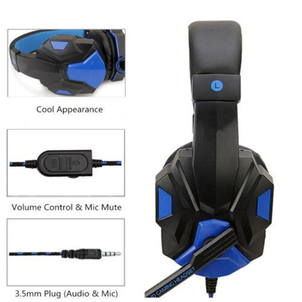 Wired Gaming Headphones With LED Light Noise-cancelling Gamer Headset With Microphone for PC Computer Laptop For PS4 PS5 Xbox