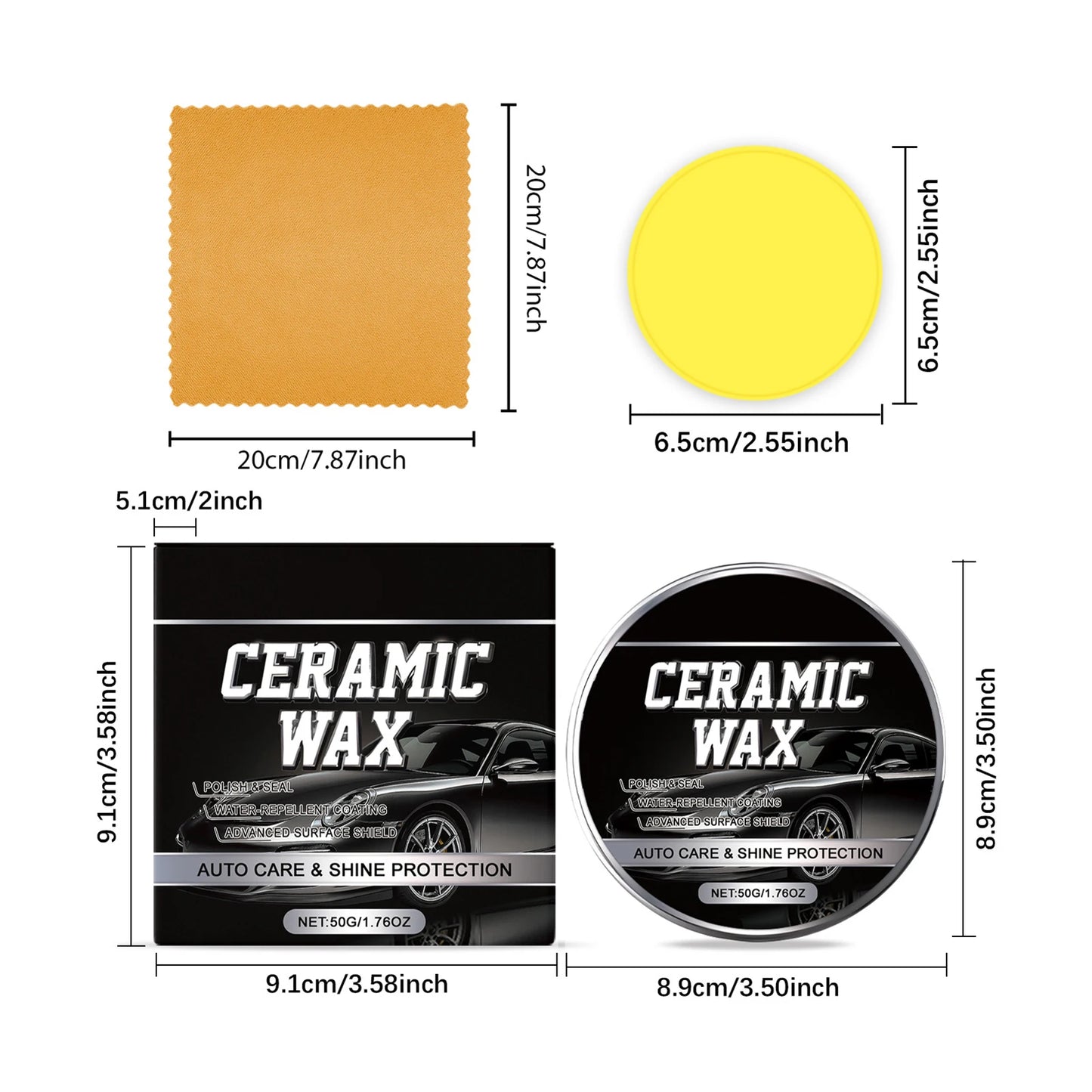 50g Automotive Waxing Kit Quick Car Scratch Remover Wax Kit for Easy Detailing & Shine