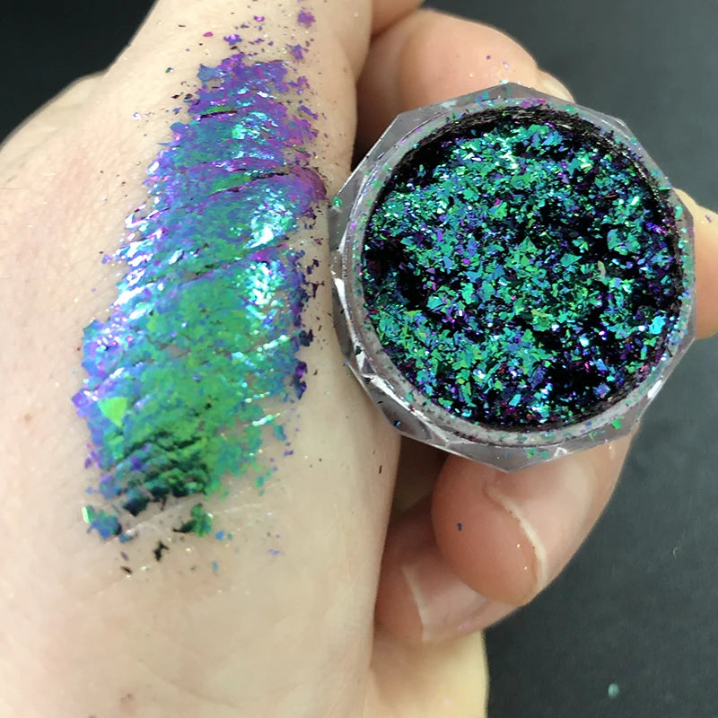 Sparkly Chameleon Nail Opal Flakes Magic Mirror Aurora Thick Nail Sequins Pigment Eye shadow Colorshift Mermaid Nail Chrome Dust